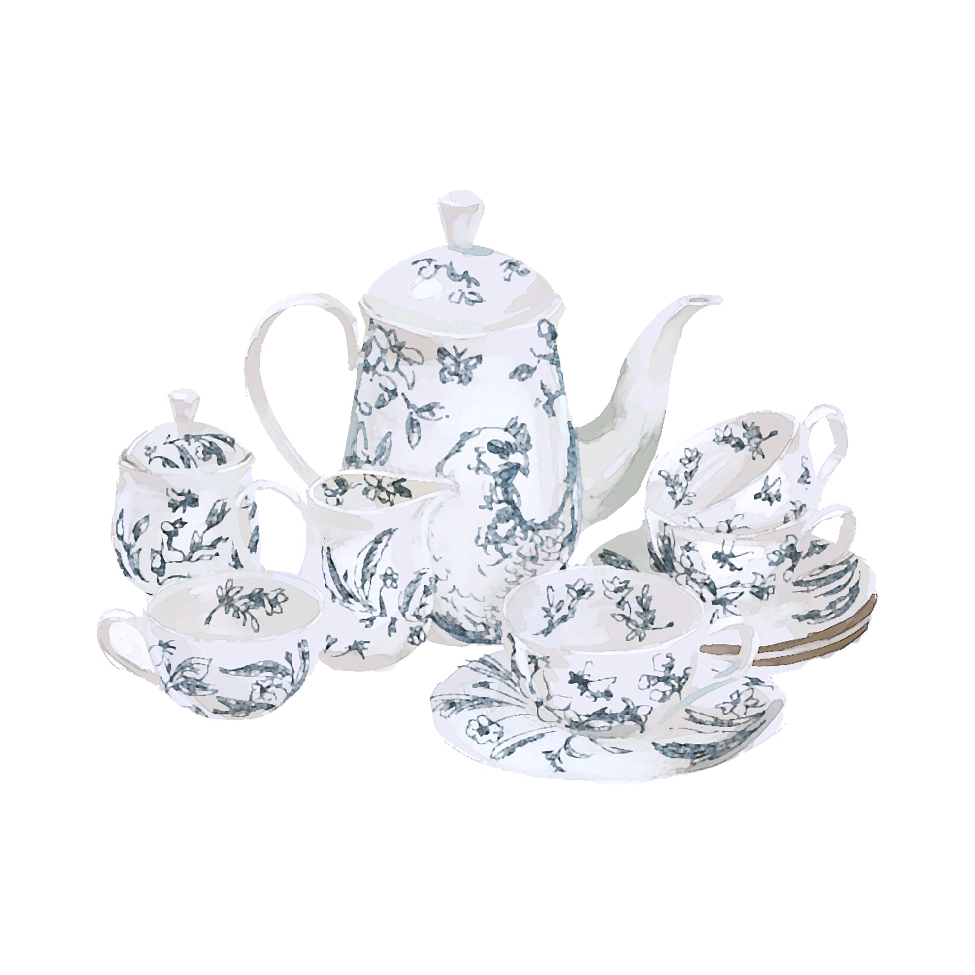 11 - Piece Tea SetBlue