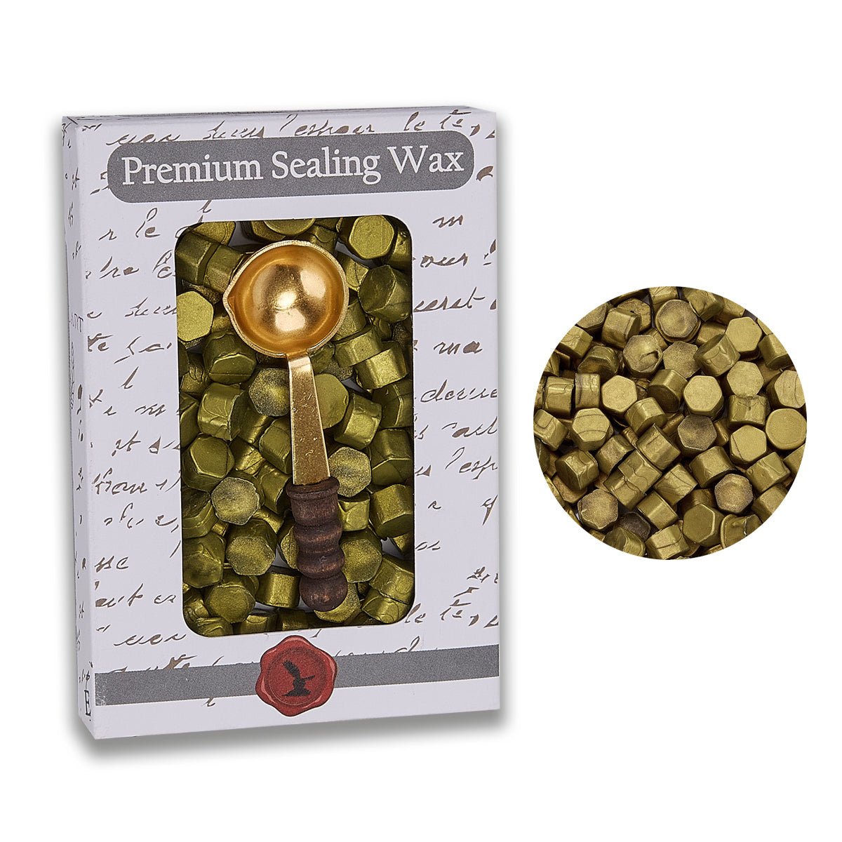 Antique Gold Premium Sealing Wax Beads 2 oz. PK with spoon