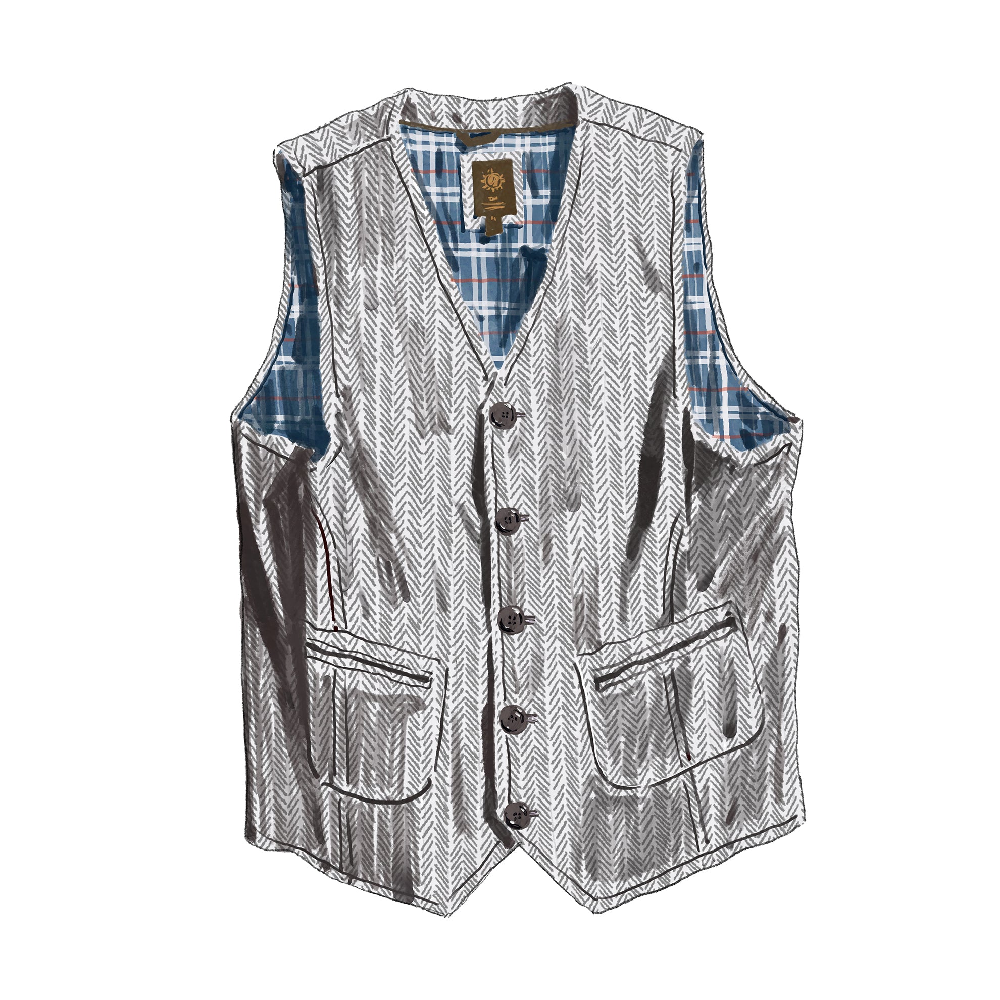 Back East Herringbone Vest Grey