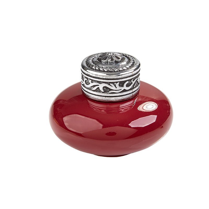 Ceramic Inkwells with Silver Metal ScrewtopBurgundy Ceramic