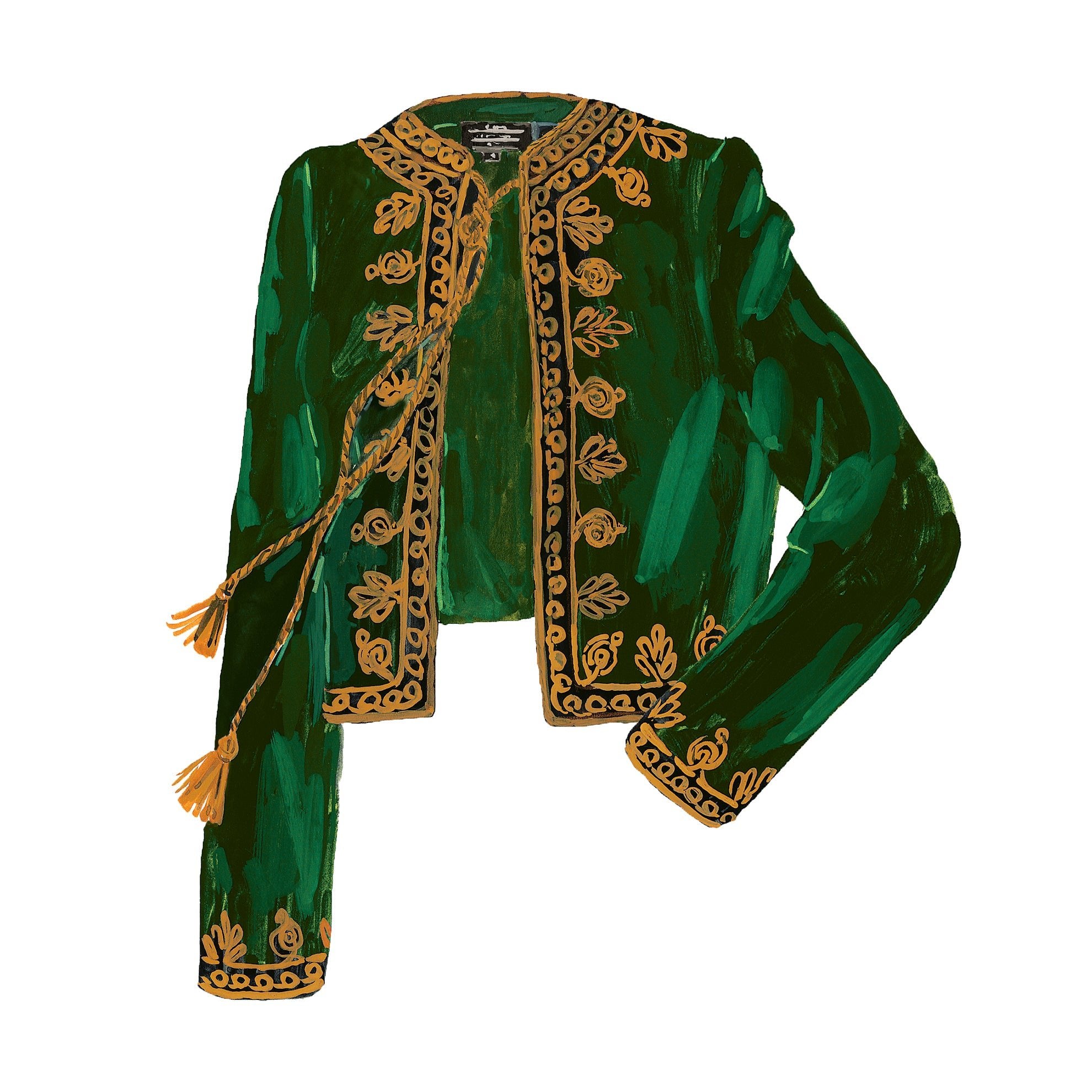 Embroidered Velvet BoleroEmerald Green