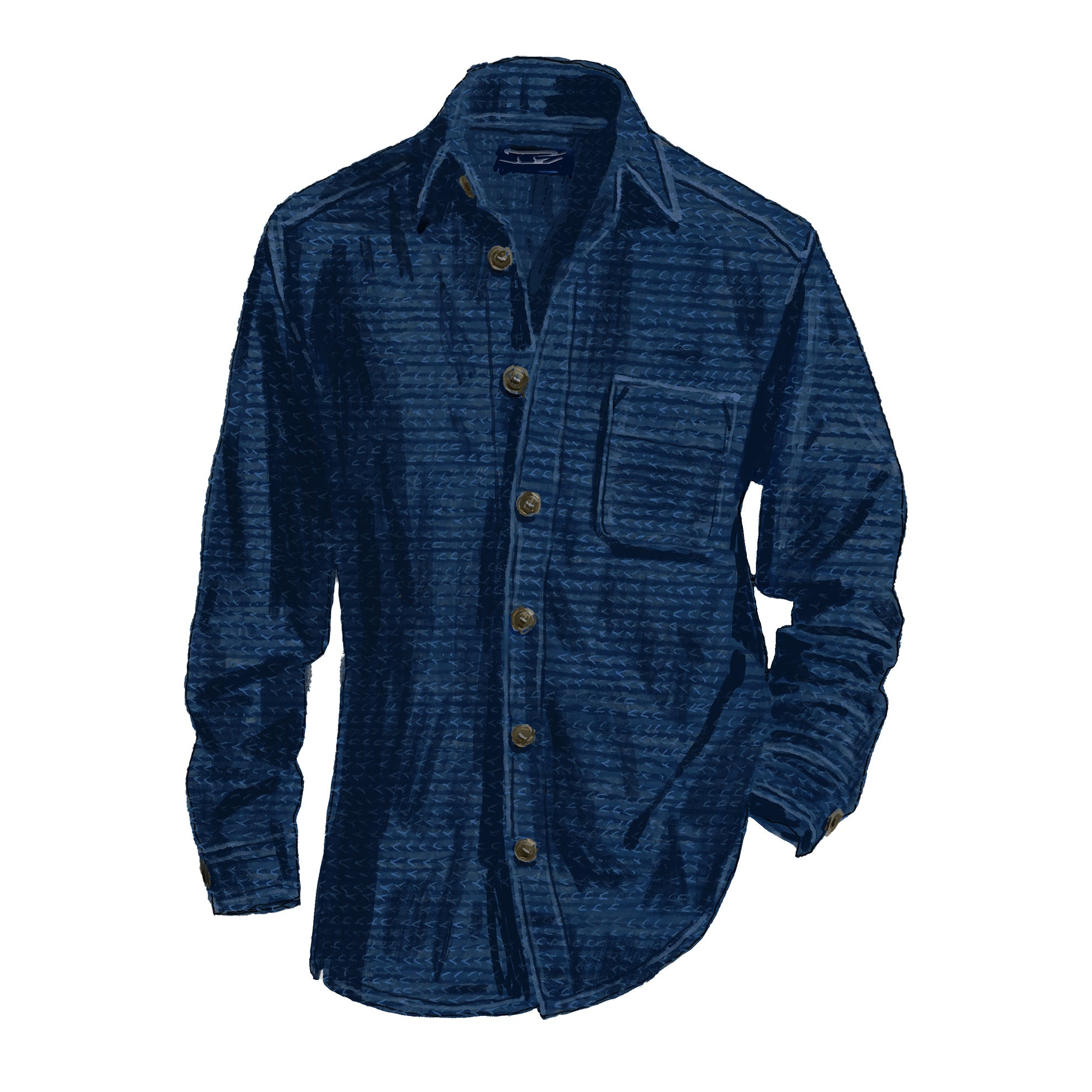 French Terry Button - Up ShirtIndigo