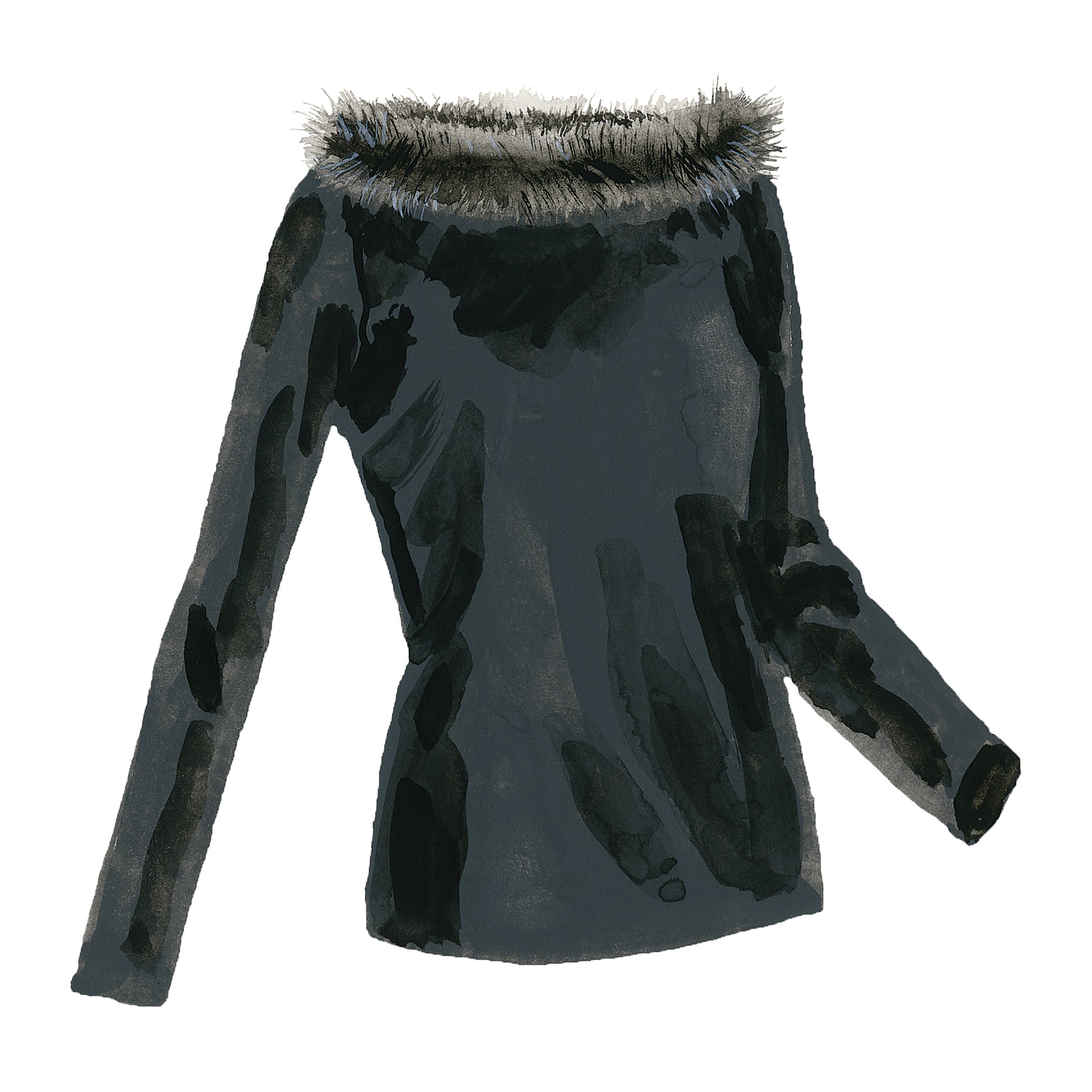 Fur Collar Knit TopBlack