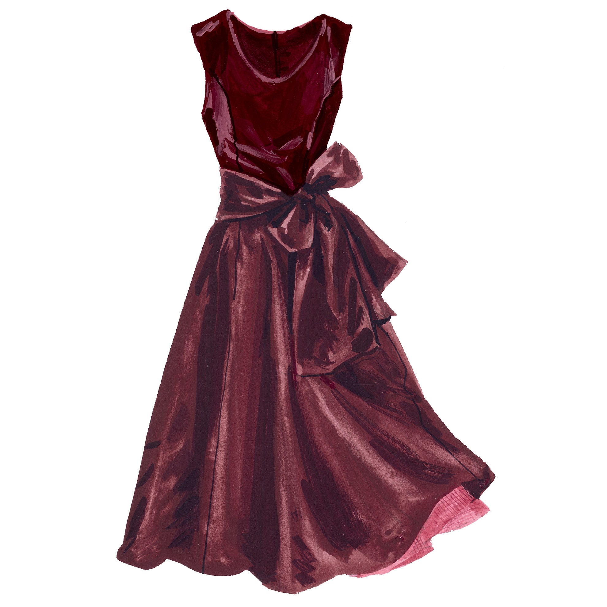 Glamorous Velvet and Taffeta Cocktail DressBlack