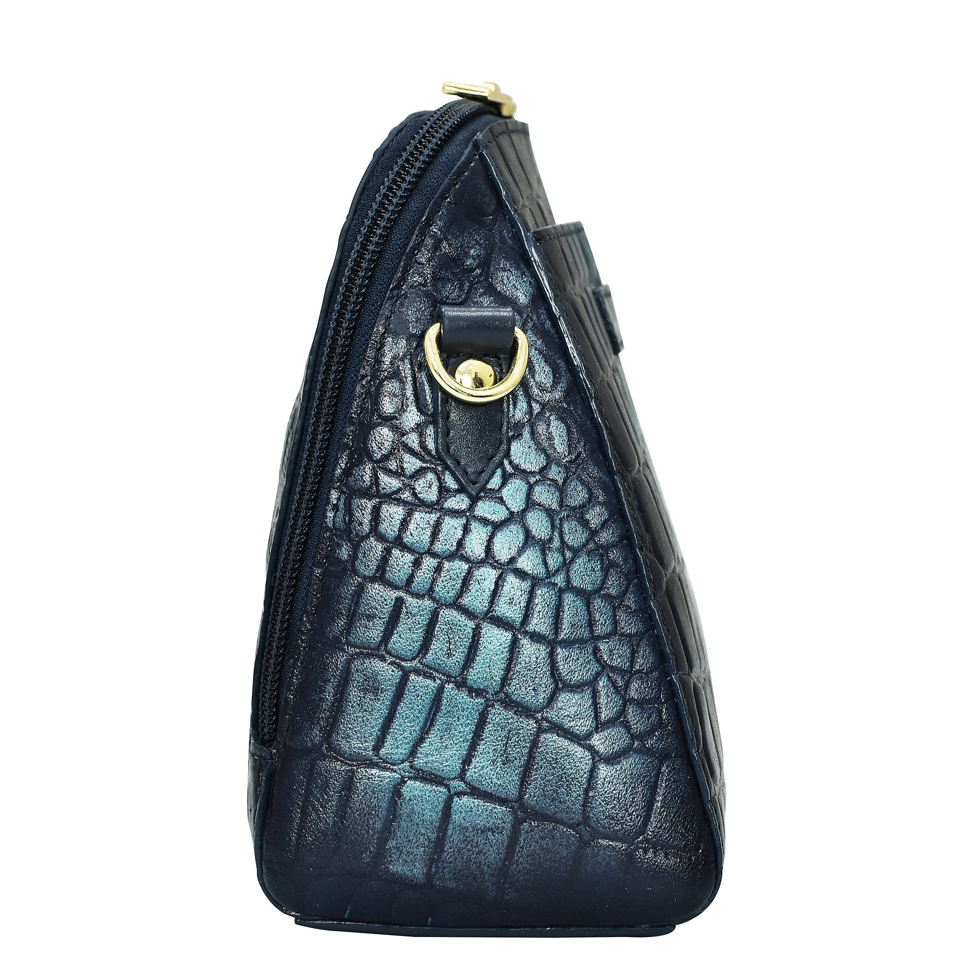 Hand Painted Croc Embossed Travel OrganizerSapphire