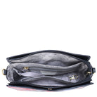 Hand Painted Embossed Triple Compartment CrossbodyRose Black