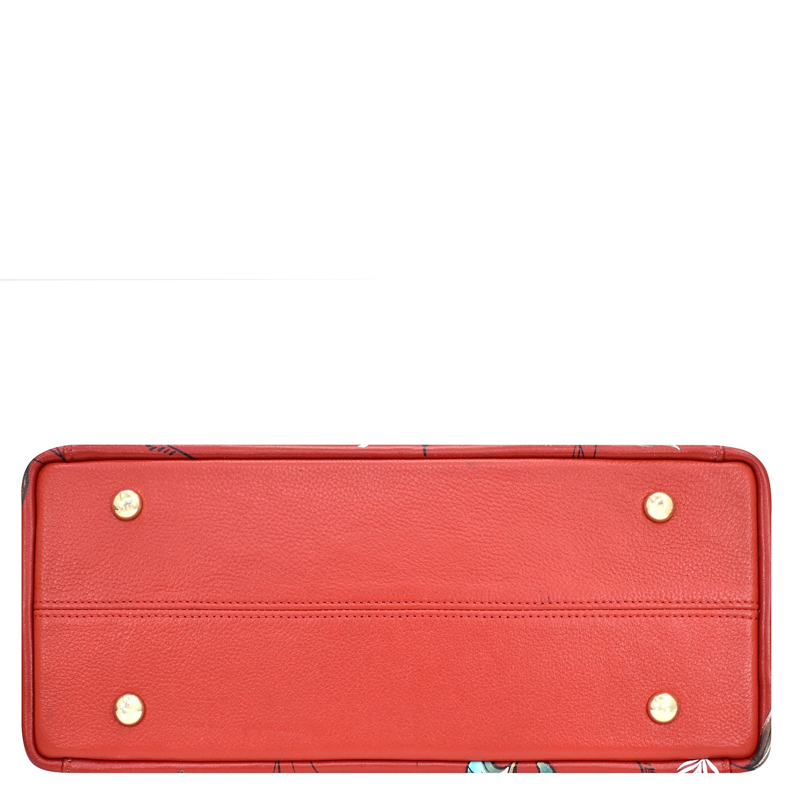 Hand Painted Leather Multi - Compartment SatchelFloral Crimson