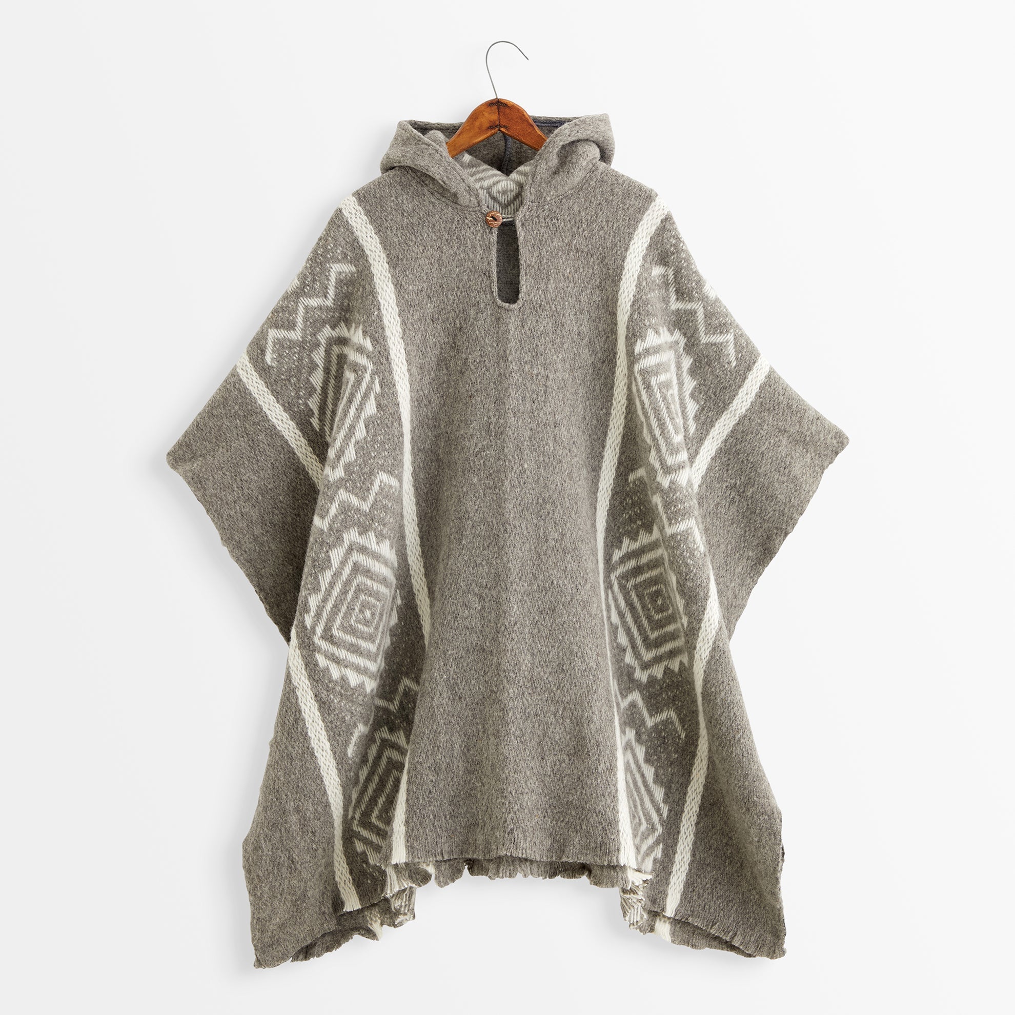 Handwoven Ecuadorian PonchoGrey