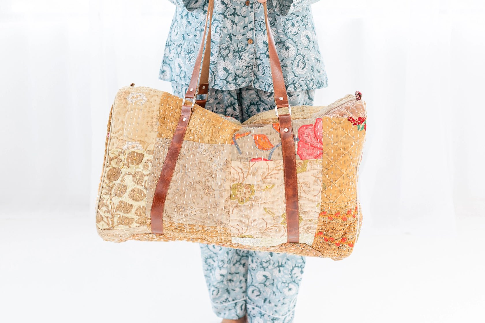 Kantha Patchwork DuffelTan