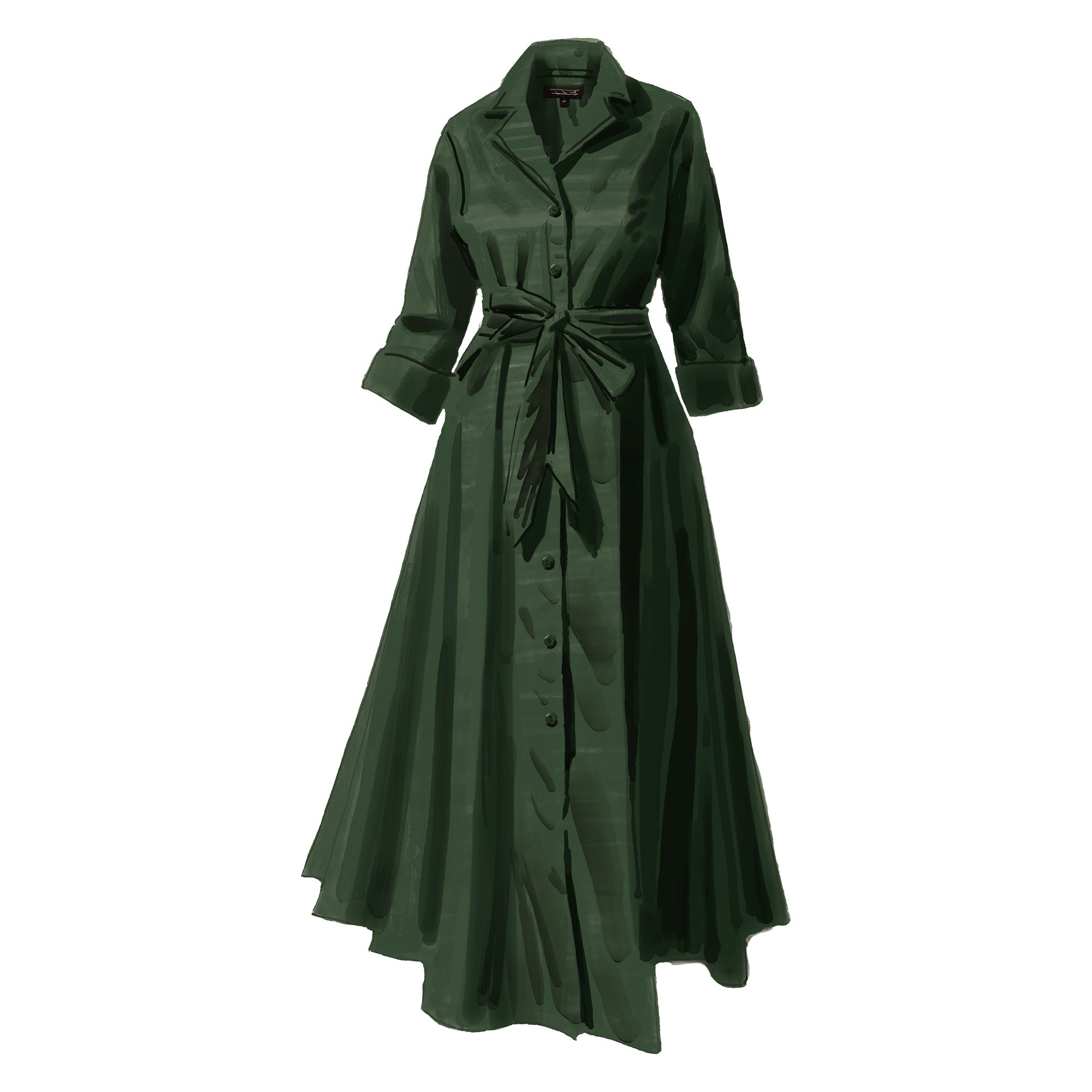 Long - Sleeve 1947 DressMoss