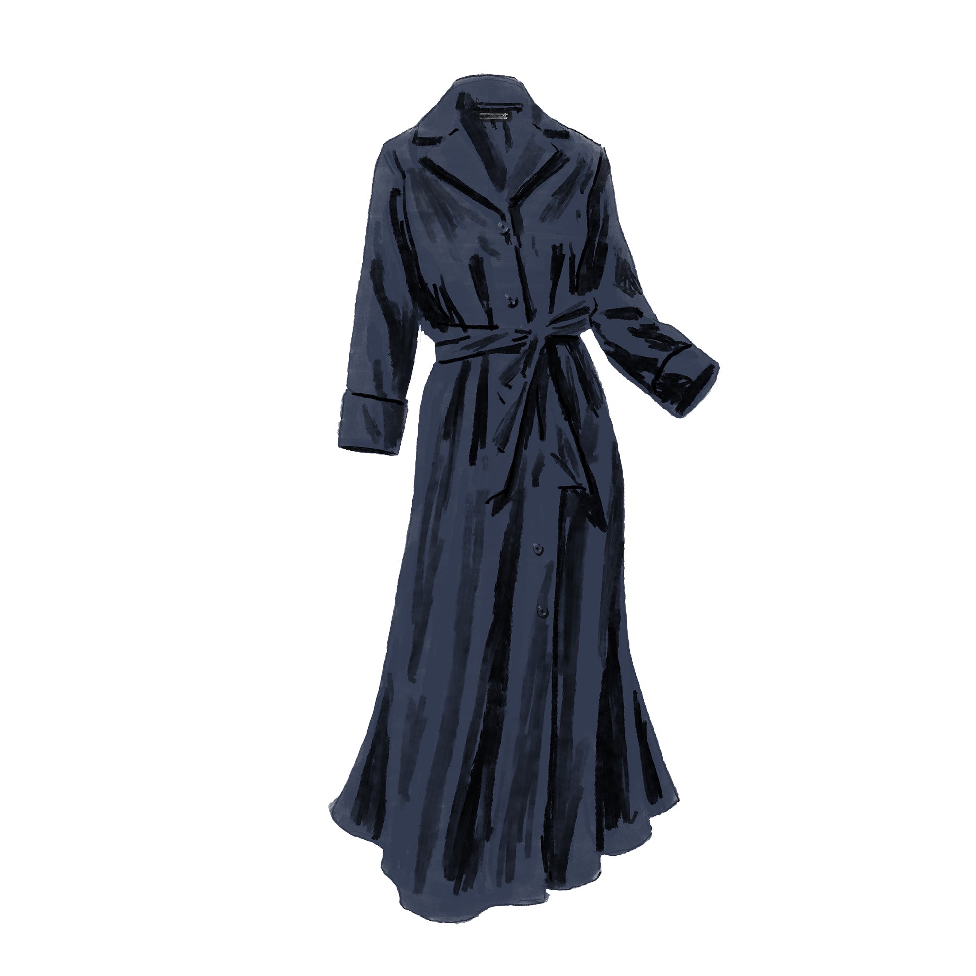 Long - Sleeve 1947 DressNavy