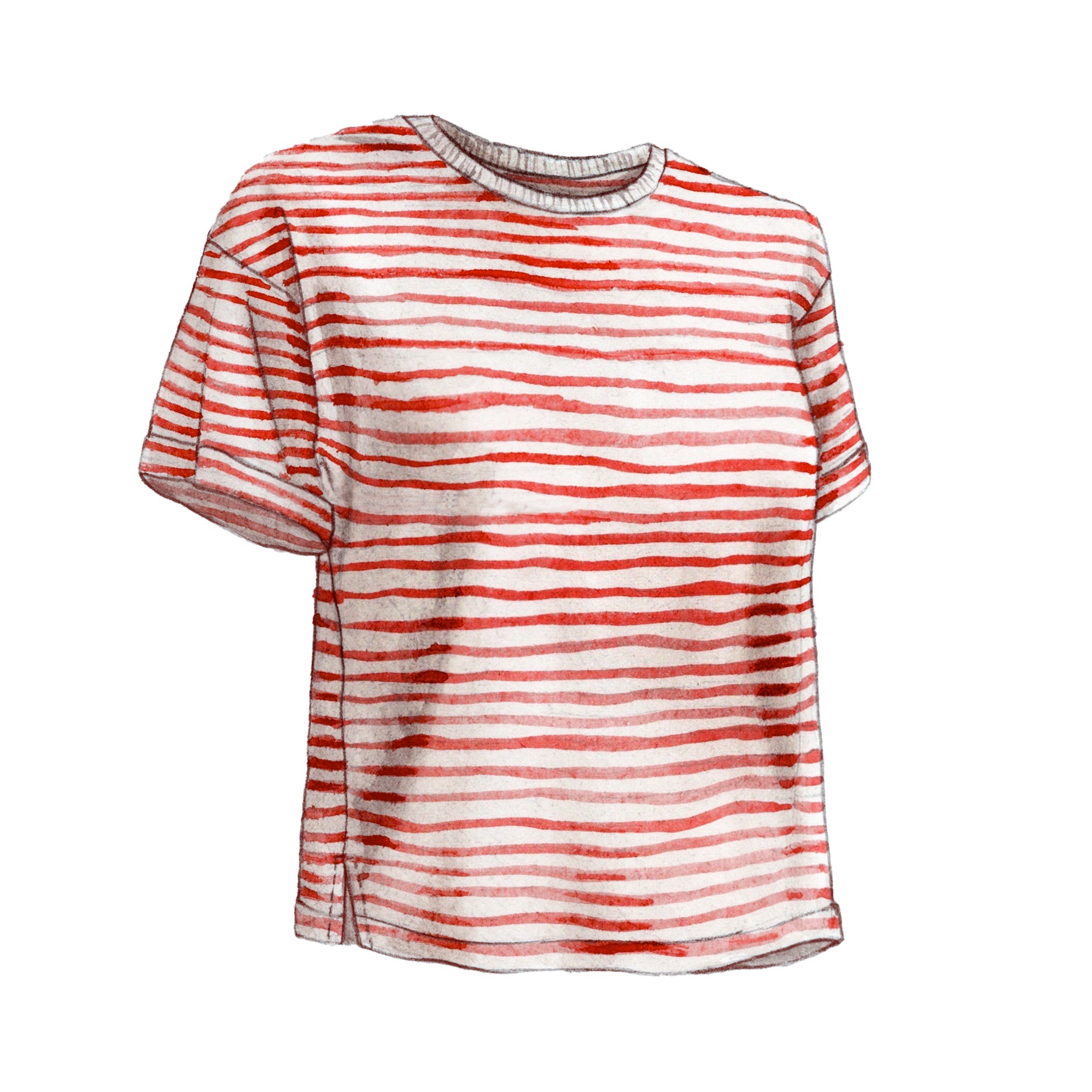 Pima Knit Relaxed CrewRed Stripe