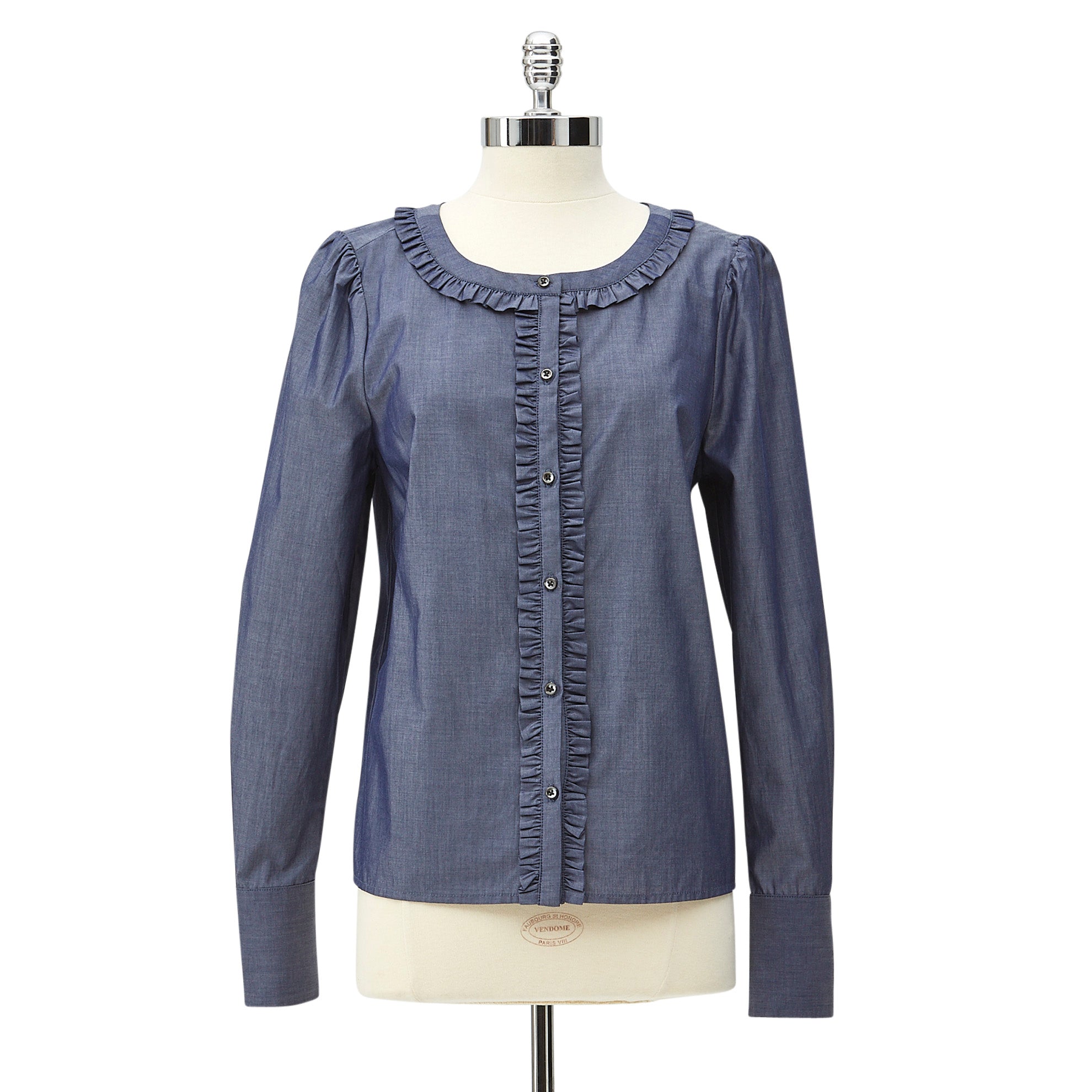 Ruffled Chambray BlouseIndigo