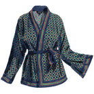 J. Peterman Women's Short Silk Kimono Jacket - Navy