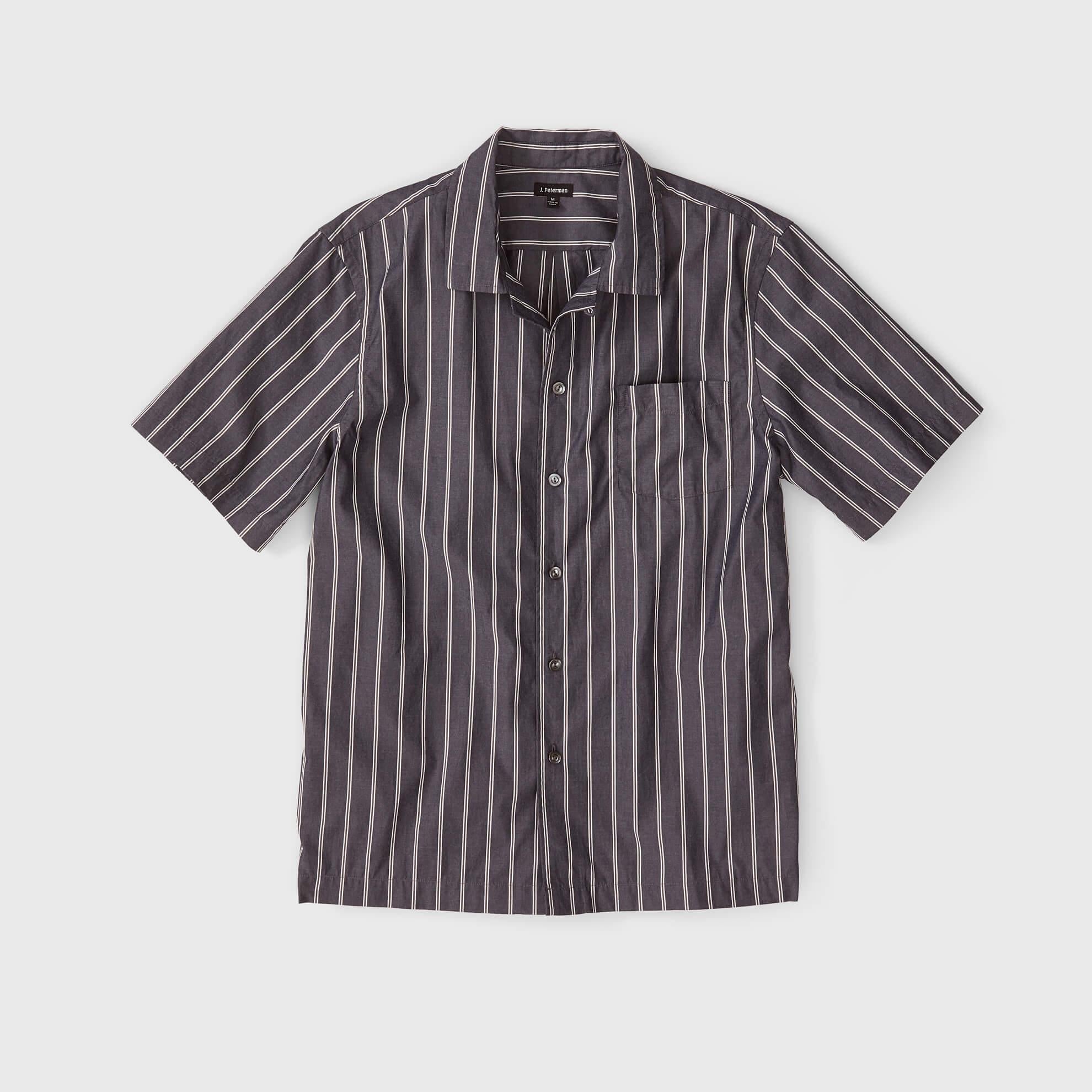 Striped Camp Collar ShirtGrey Stripe