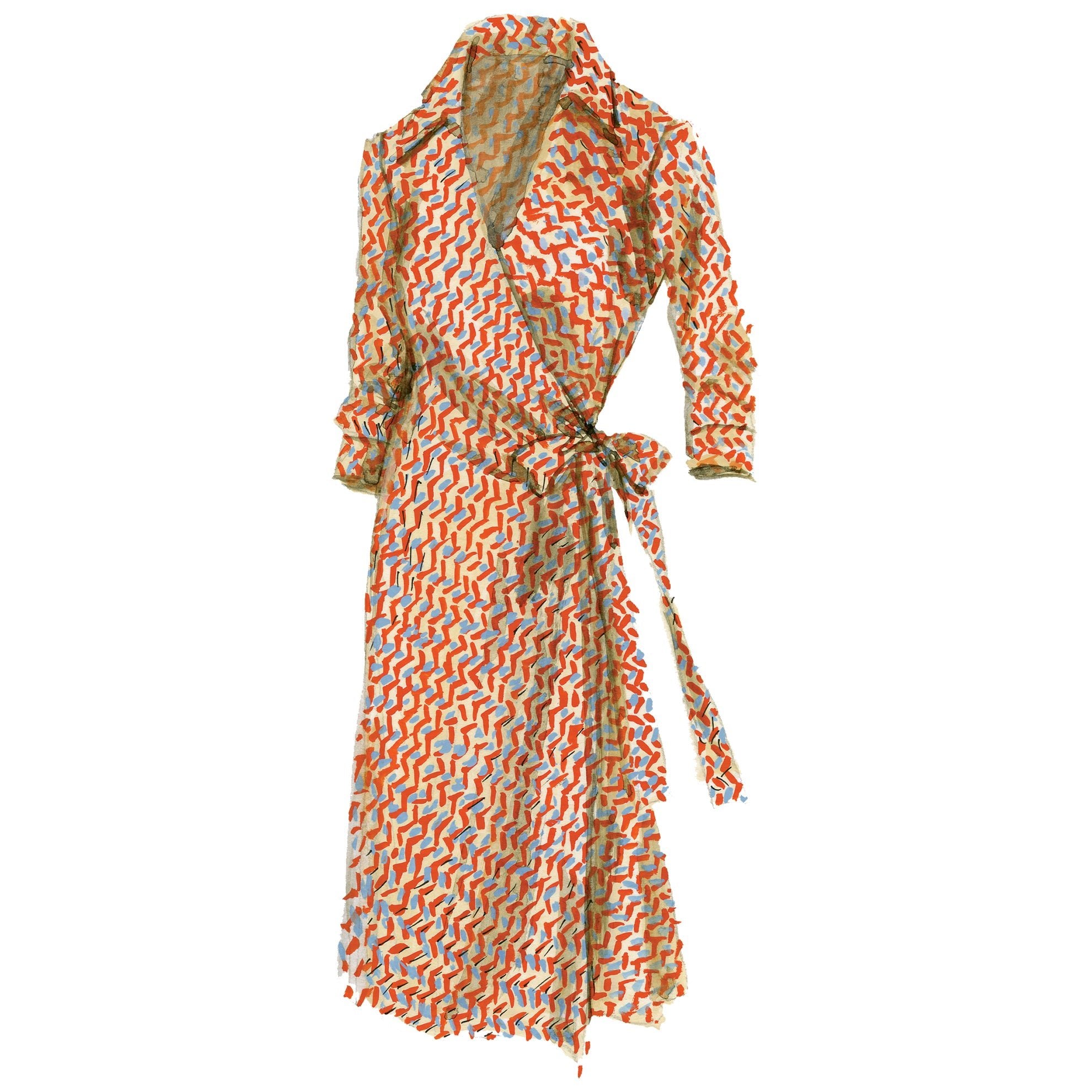 Stylish Wrap DressOrange Geo