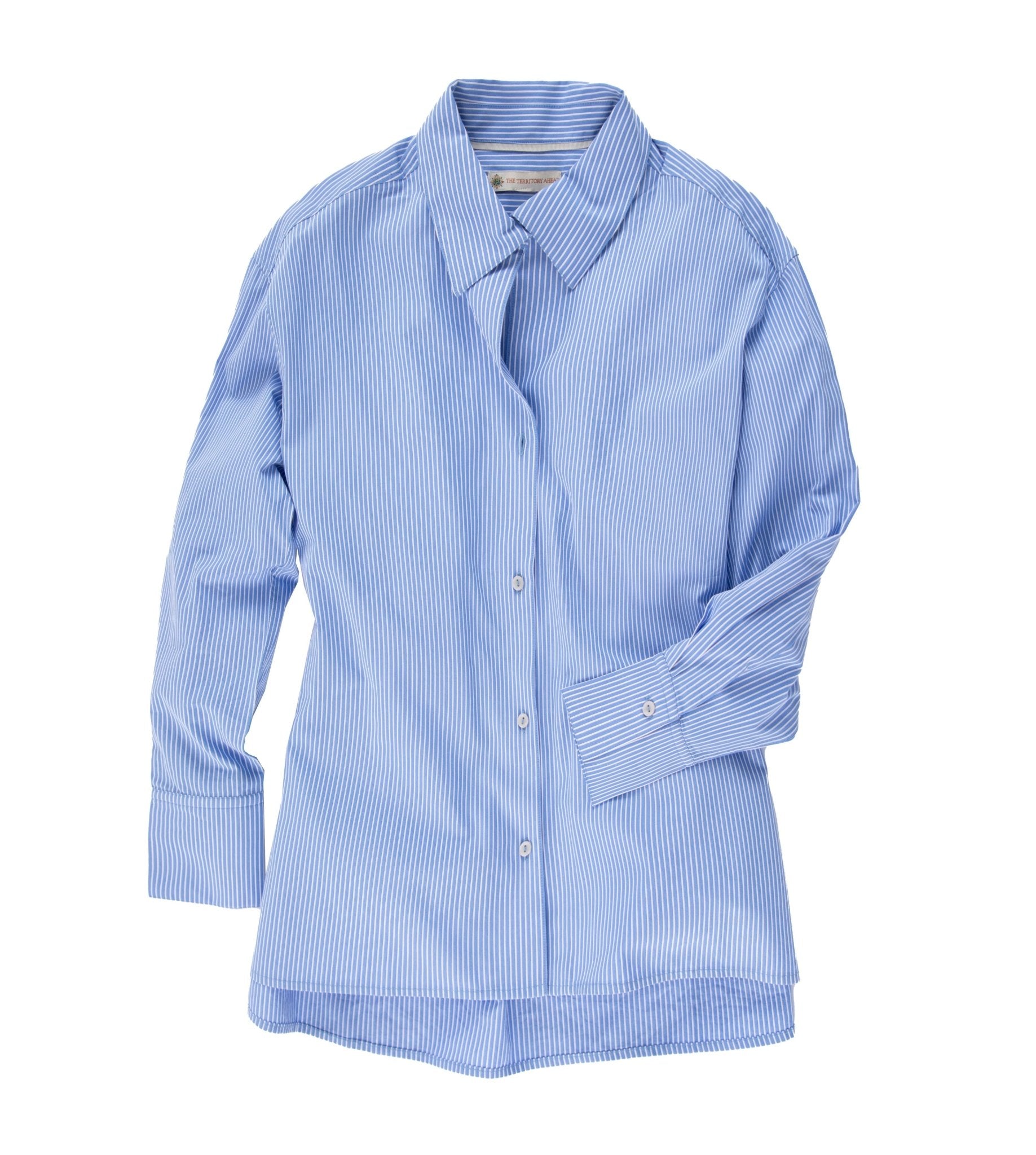 The Grown - Up Cotton Poplin ShirtBlue Microstripe