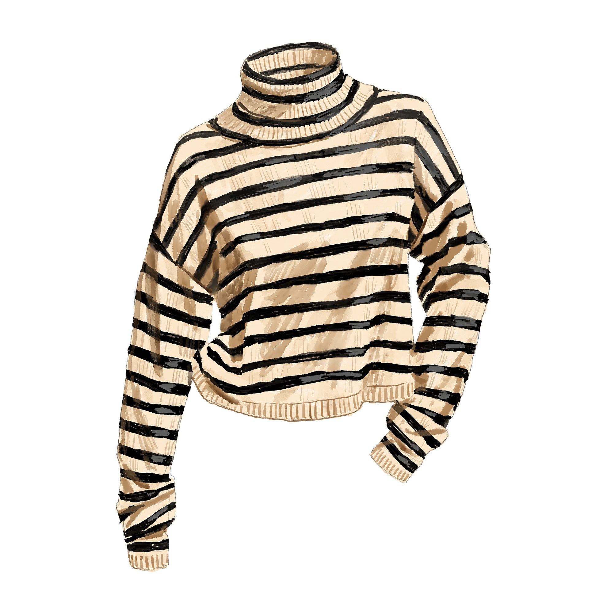 The San Remo Striped TurtleneckNatural Stripe