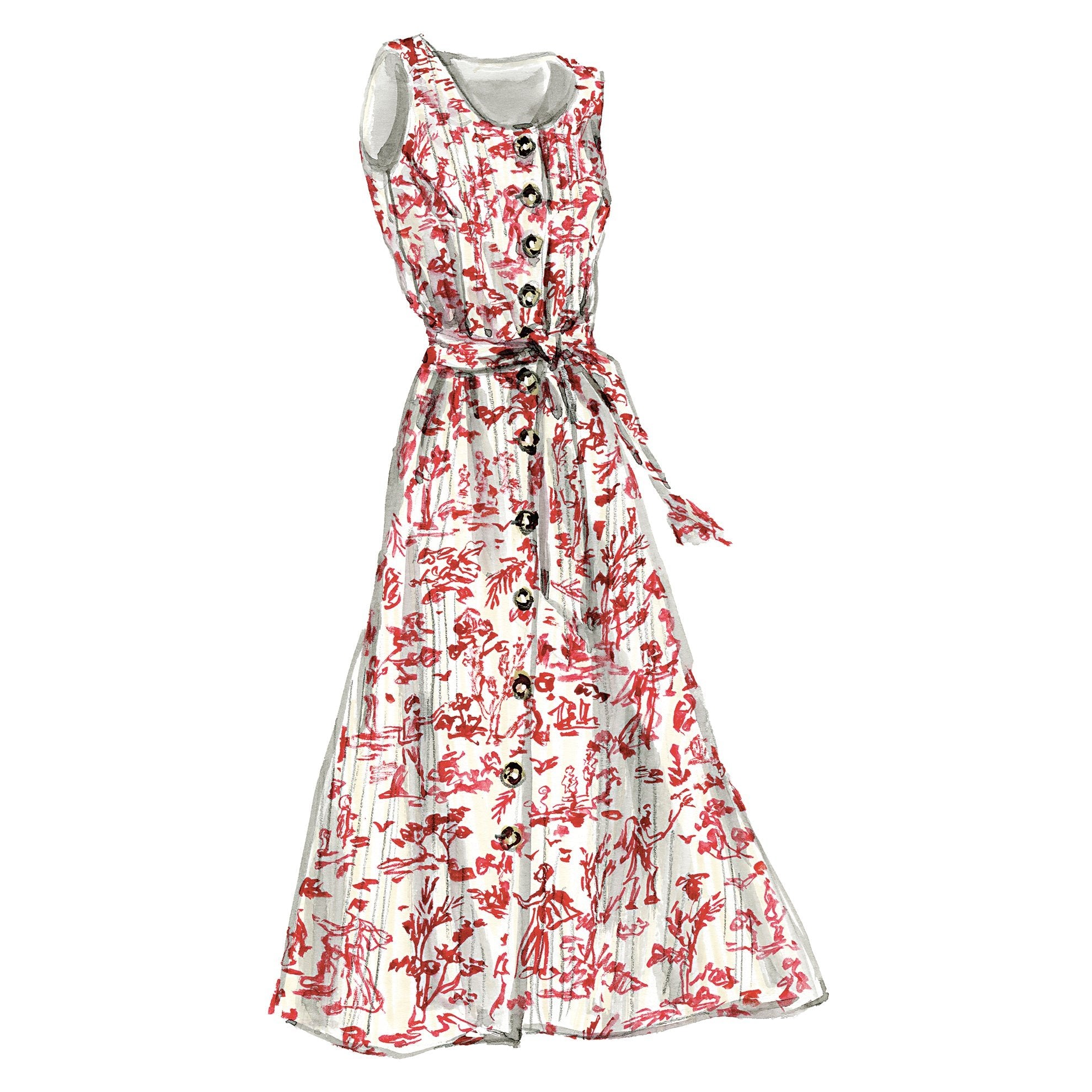 Toile Print DressRed