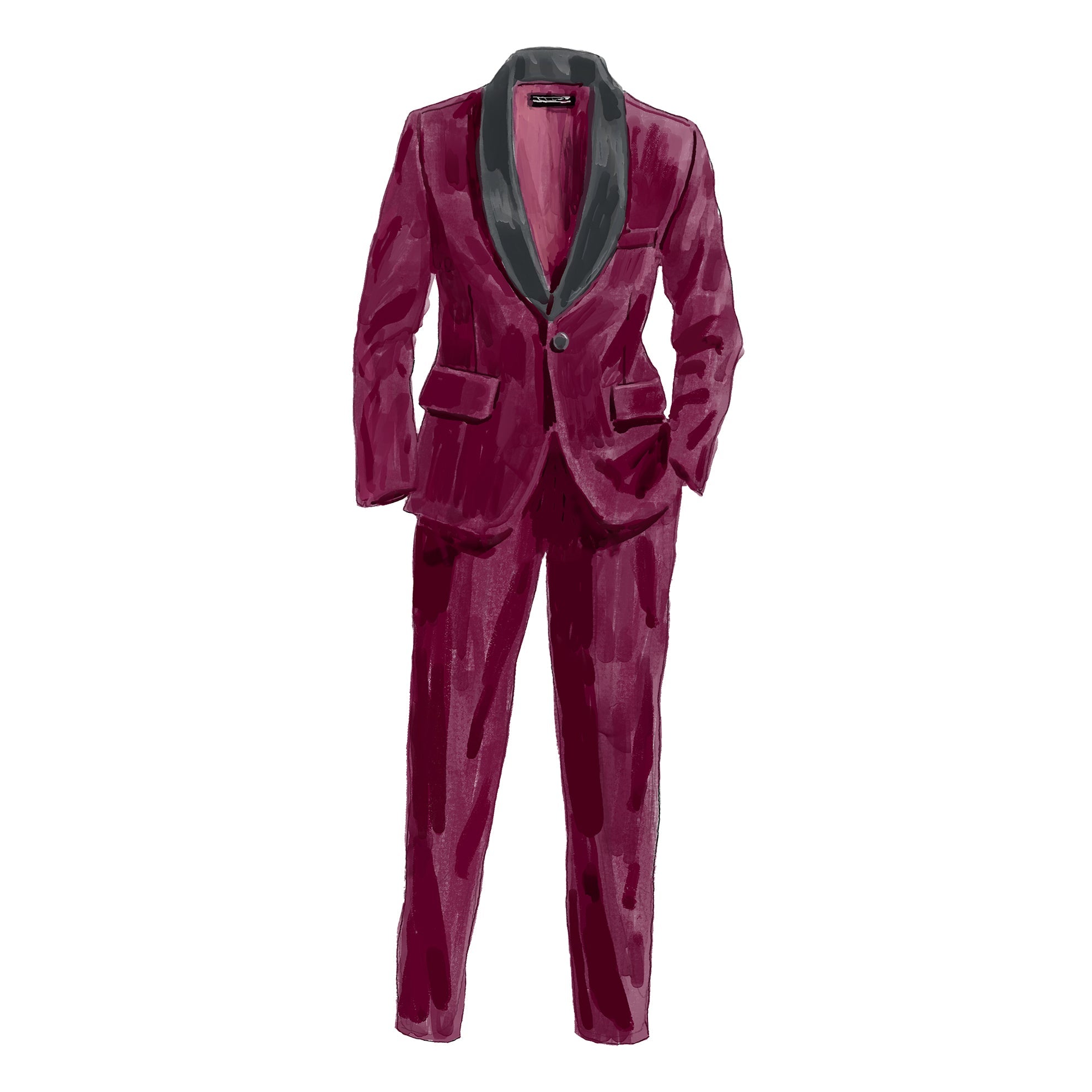 Velvet Tuxedo TrouserBurgundy