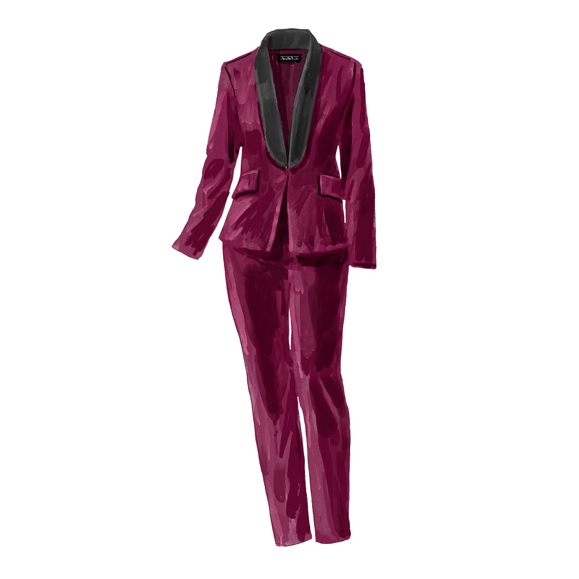 Velvet Tuxedo TrousersBurgundy