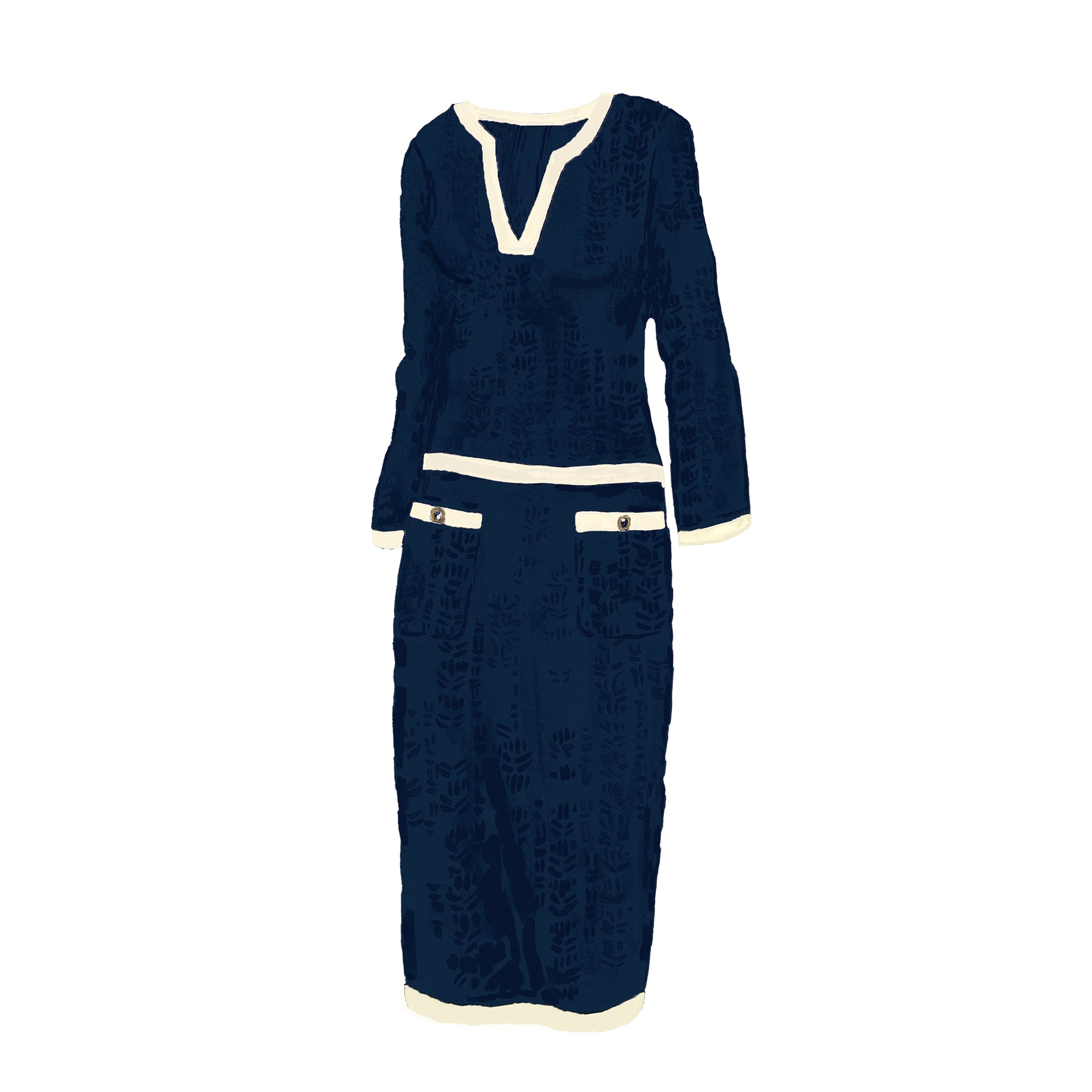 Vivienne’s Pointelle SuitCream Navy