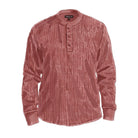 Men's 100% cotton, waffle knit, long-sleeve henley shirt in the color rust.